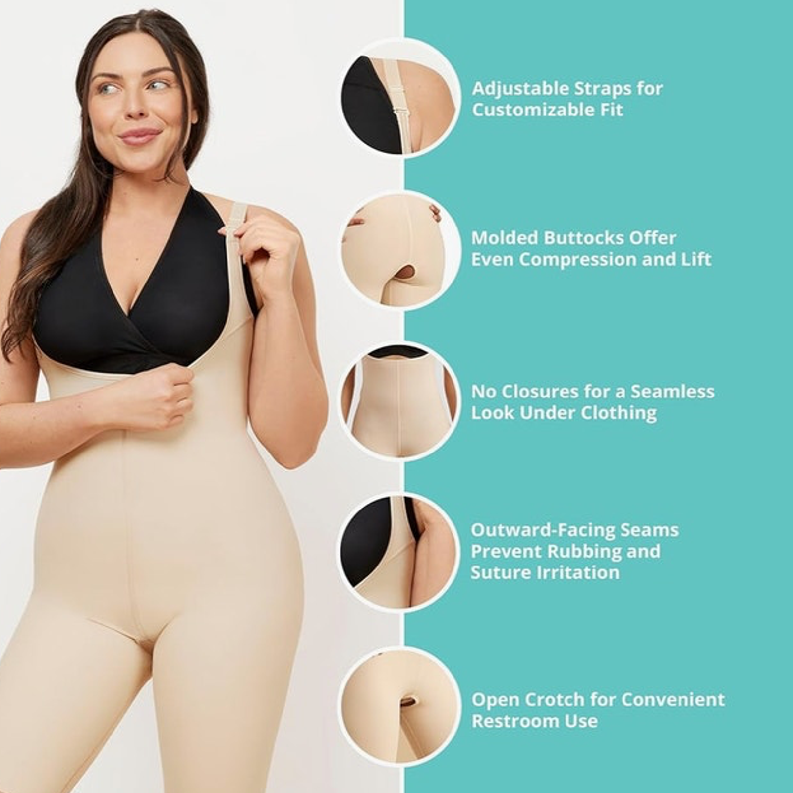 Euc Marena Recovery High Back No Zipper Girdle Open Crotch #Sfhs2-M-B Cream Xl — image 3 of 8